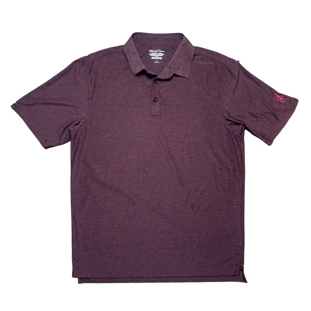 Straight Down Performance Polo Shirt Men's L Burgundy‎ Golf Short Sleeve Stretch